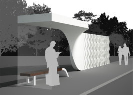 BUSSTOBJECT. A bus stop that cleans the air. Made by 3d printing with photo-active concrete.